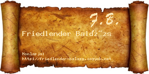 Friedlender Balázs névjegykártya